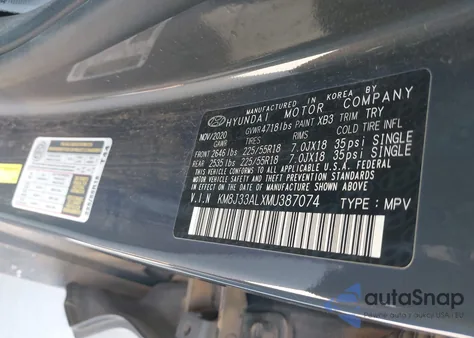 2021 Hyundai Tucson Ultimate из США, поврежденный, VIN KM8J33ALXMU387074